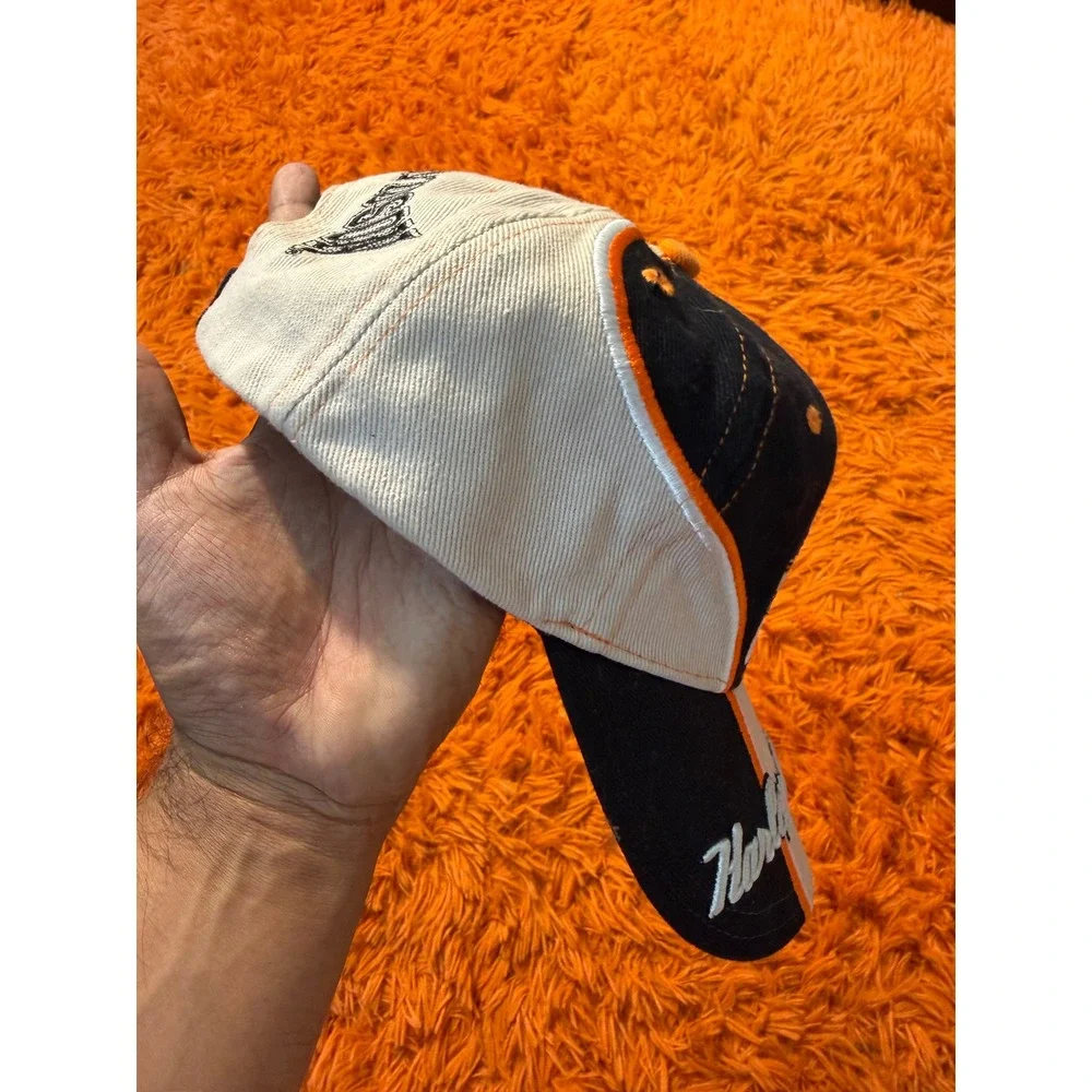 Harley-Davidson Racing Hat Black Orange Cream Embroidered Logo Adjustable Cap